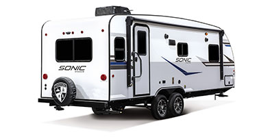 2022 Venture RV Sonic SN231VRL Travel Trailer Exterior Rear 3-4 Door Side