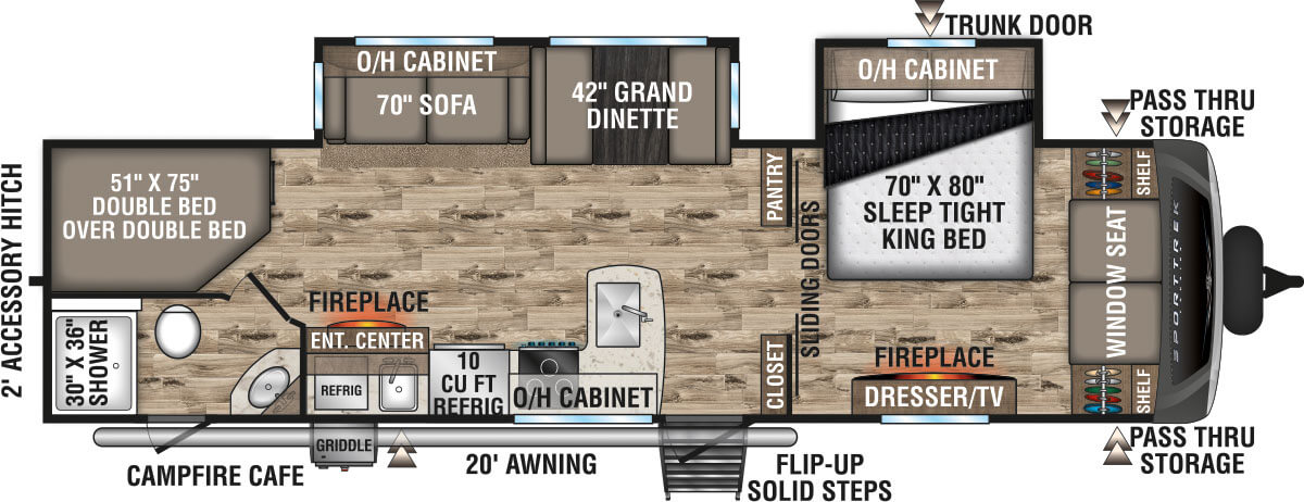 2022 Venture RV SportTrek Touring Edition STT312VBH Travel Trailer Floorplan