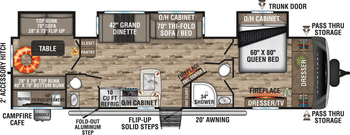 2022 Venture RV SportTrek Touring Edition STT343VBH Travel Trailer Floorplan