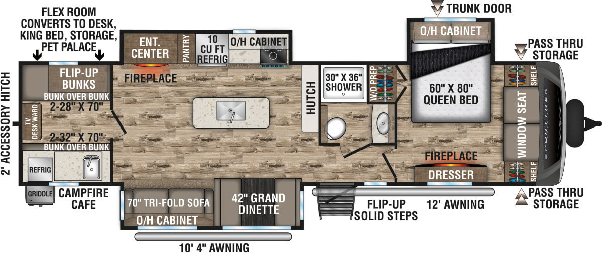 2022 Venture RV SportTrek Touring Edition STT343VIB Travel Trailer Floorplan