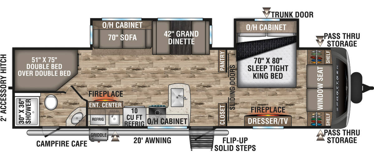 2022 Venture RV SportTrek Touring Edition STT312VBH Travel Trailer Floorplan