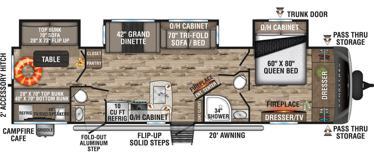 2022 Venture RV SportTrek Touring Edition STT343VBH Travel Trailer Floorplan