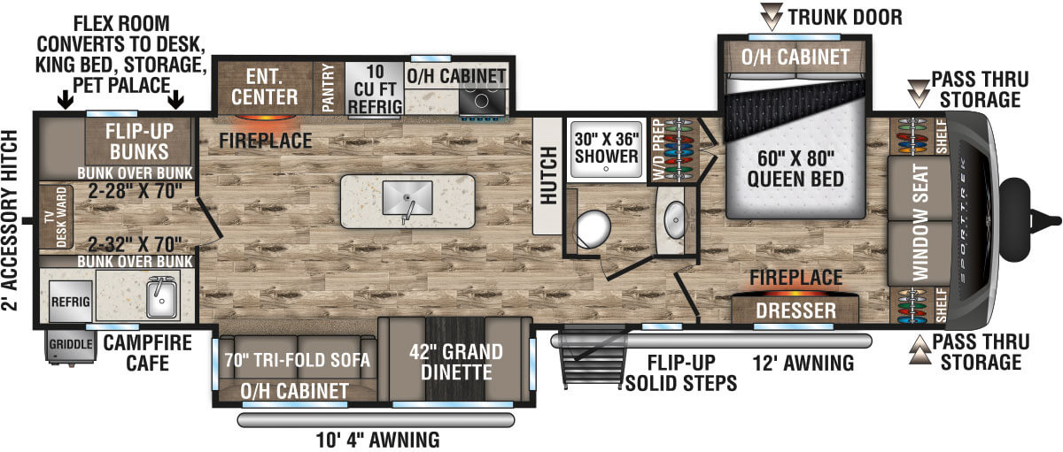 2022 Venture RV SportTrek Touring Edition STT343VIB Travel Trailer Floorplan