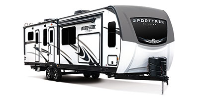 2023 Venture RV SportTrek Touring Edition STT333VMI Travel Trailer Exterior Front 3-4 Door Side