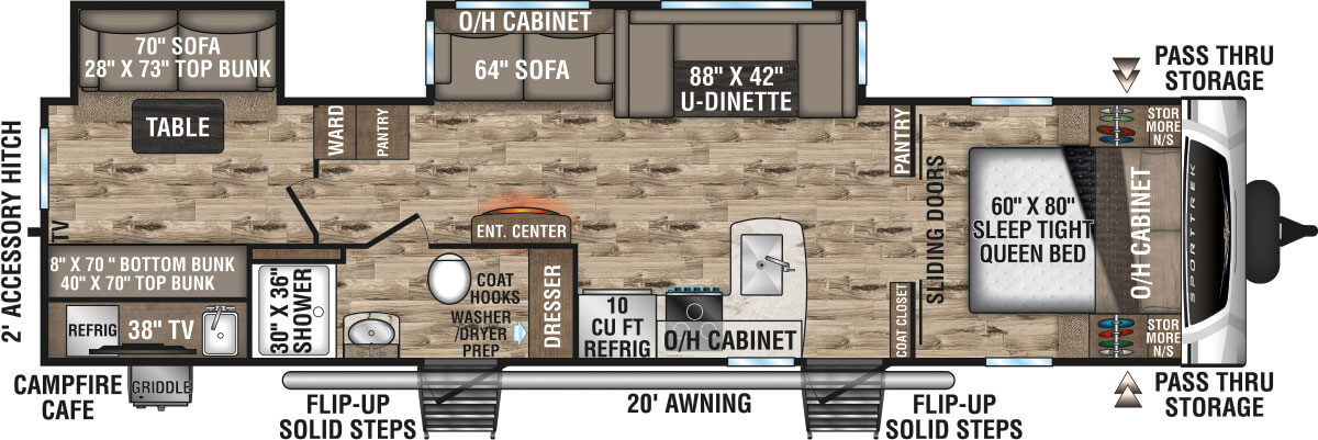 2022 Venture RV SportTrek ST332VBH Travel Trailer Floorplan