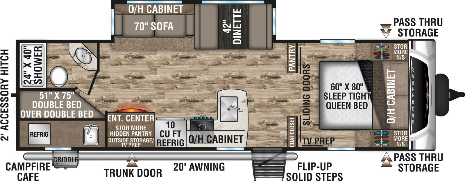 2022 Venture RV SportTrek ST281VBH Travel Trailer Floorplan