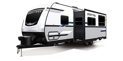 2022 Venture RV SportTrek ST270VBH Travel Trailer Exterior Front 3-4 Off Door Side with Slide Out