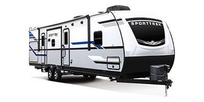 2022 Venture RV SportTrek ST333VIK Travel Trailer Exterior Front 3-4 Door Side