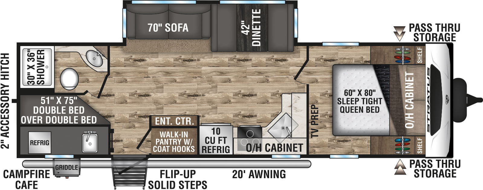 2022 Venture RV Stratus SR281VBH Travel Trailer Floorplan