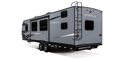 2022 Venture RV Stratus SR291VQB Travel Trailer Exterior Rear 3-4 Off Door Side