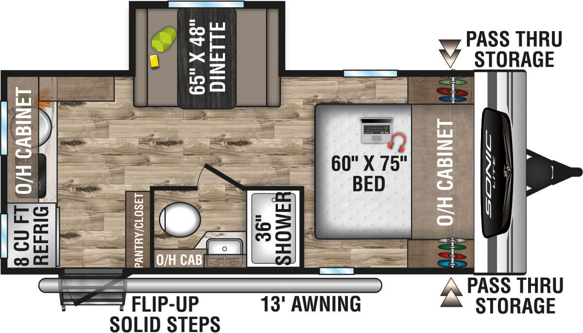 2023 Venture RV Sonic Lite SL169VRK Travel Trailer Floorplan