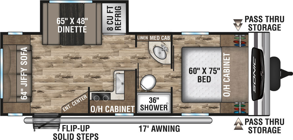 2023 Venture RV Sonic Lite SN231VRL Travel Trailer Floorplan