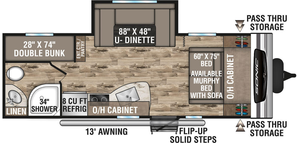 2023 Venture RV Sonic SN220VBH Travel Trailer Floorplan