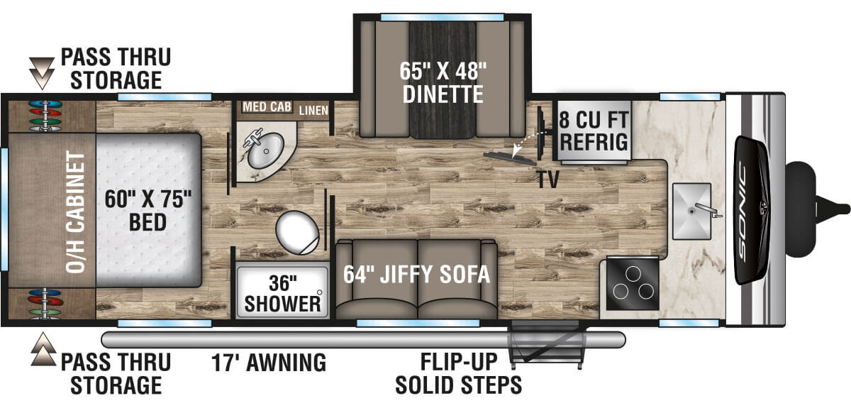 2023 Venture RV Sonic SN241VFK Travel Trailer Floorplan