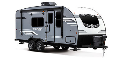 2023 Venture RV Sonic SN190VRB Travel Trailer Exterior Front 3-4 Door Side