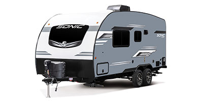 2023 Venture RV Sonic SN190VRB Travel Trailer Exterior Front 3-4 Off Door Side