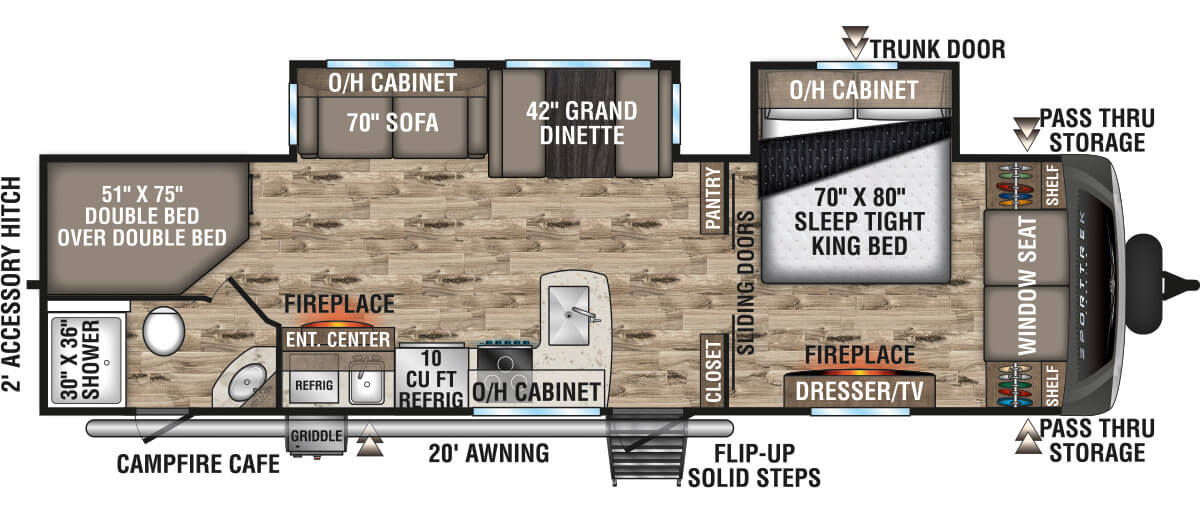 2023 Venture RV SportTrek Touring Edition STT312VBH Travel Trailer Floorplan