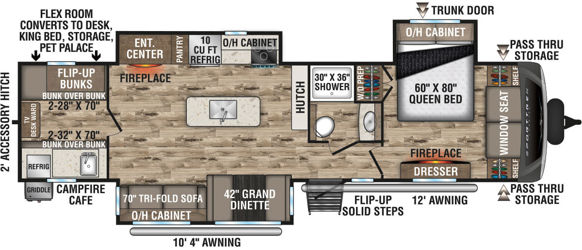 2023 Venture RV SportTrek Touring Edition STT343VIB Travel Trailer Floorplan