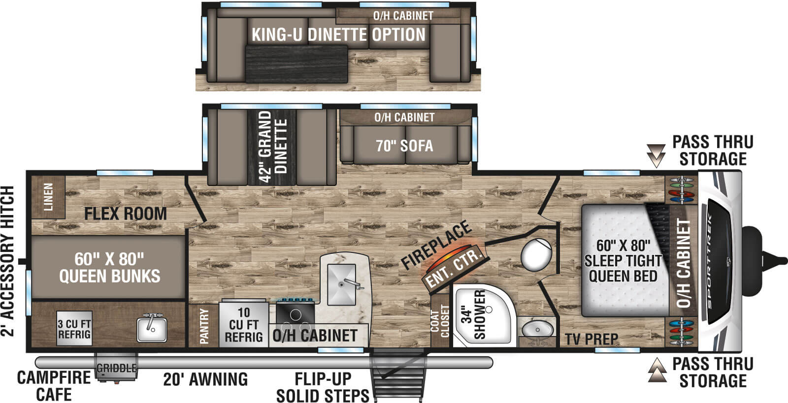 2023 Venture RV SportTrek ST291VTQ Travel Trailer Floorplan