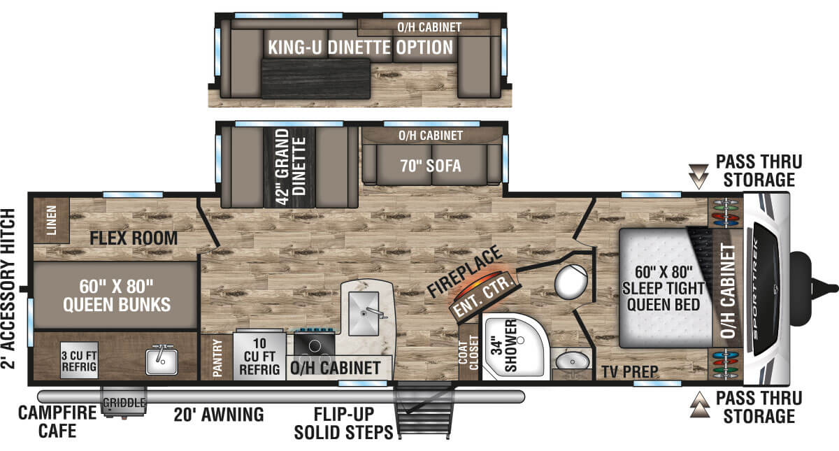 2023 Venture RV SportTrek ST291VTQ Travel Trailer Floorplan