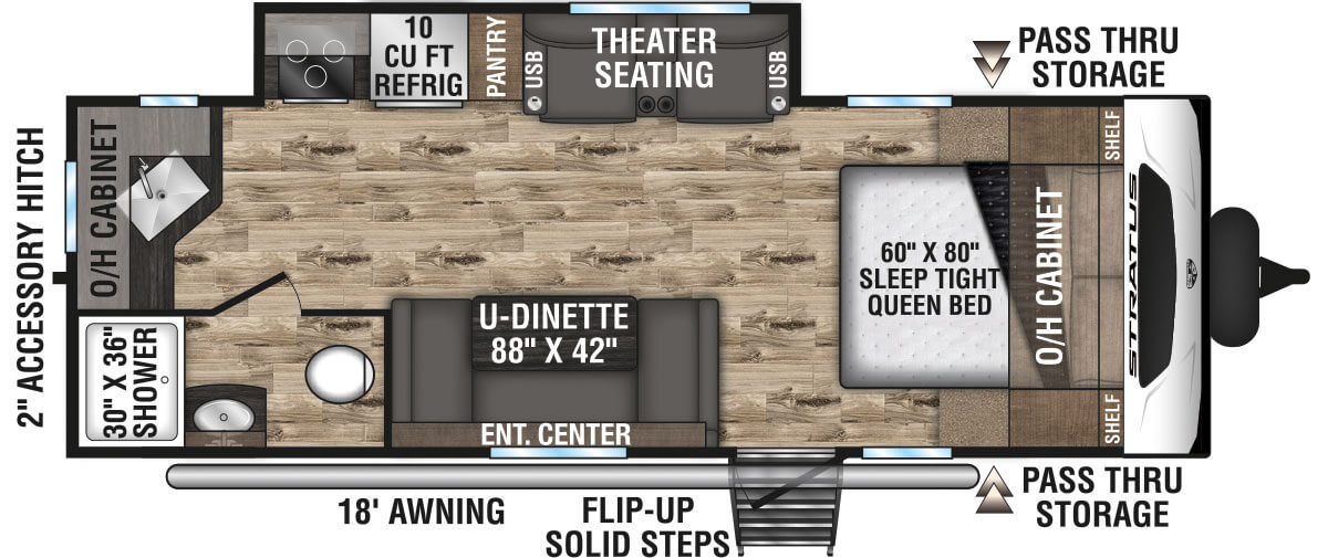 2023 Venture RV Stratus SR221VRK Travel Trailer Floorplan