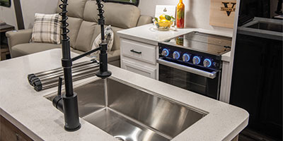 2024 Venture RV SportTrek Touring Edition STTF353VIK Fifth Wheel Kitchen Sink