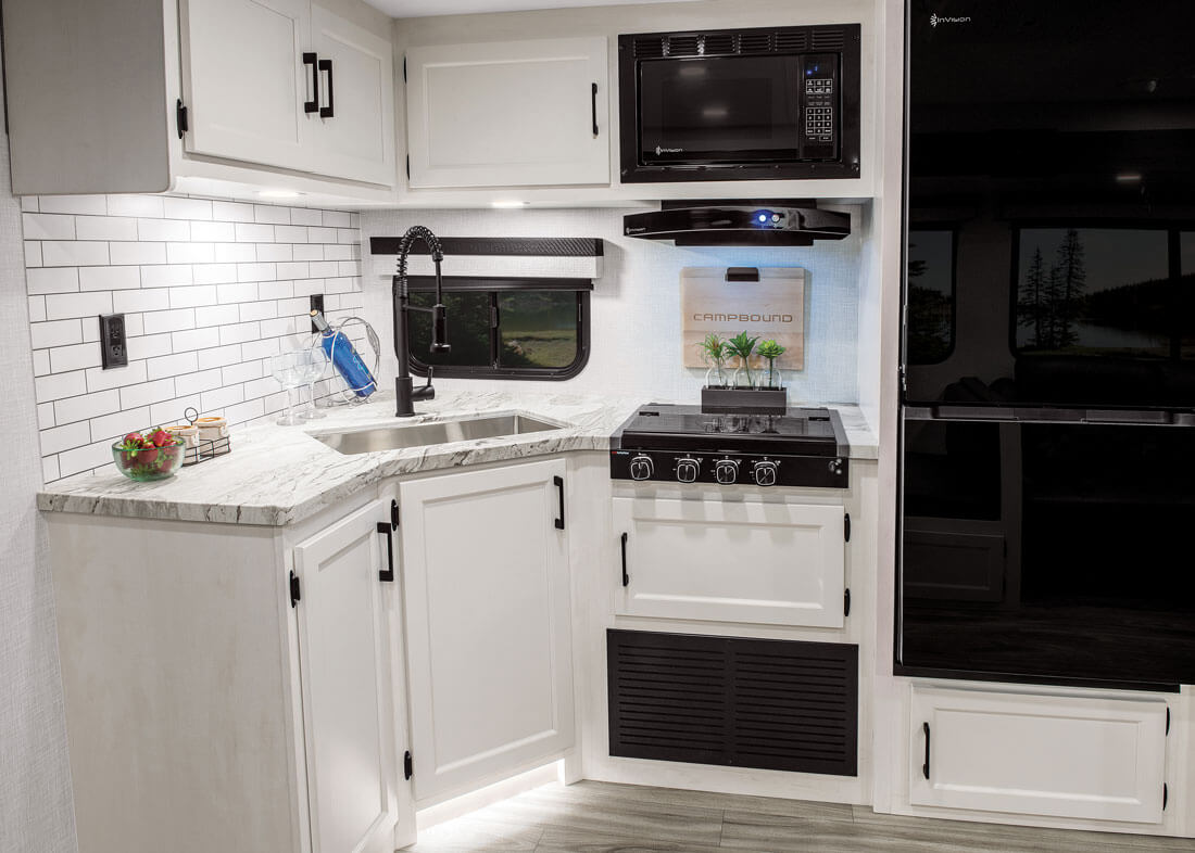 2026 Venture RV Campbound Platinum CBP261CRB Travel Trailer Kitchen