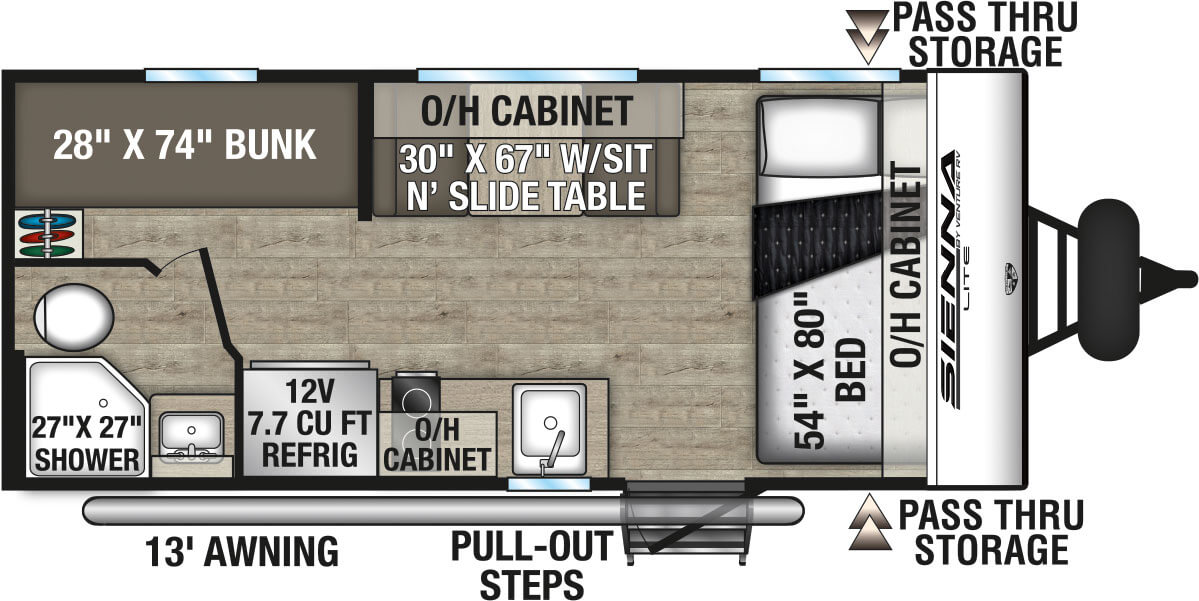 2027 Venture RV Sienna Lite SA170VBH Travel Trailer Floorplan