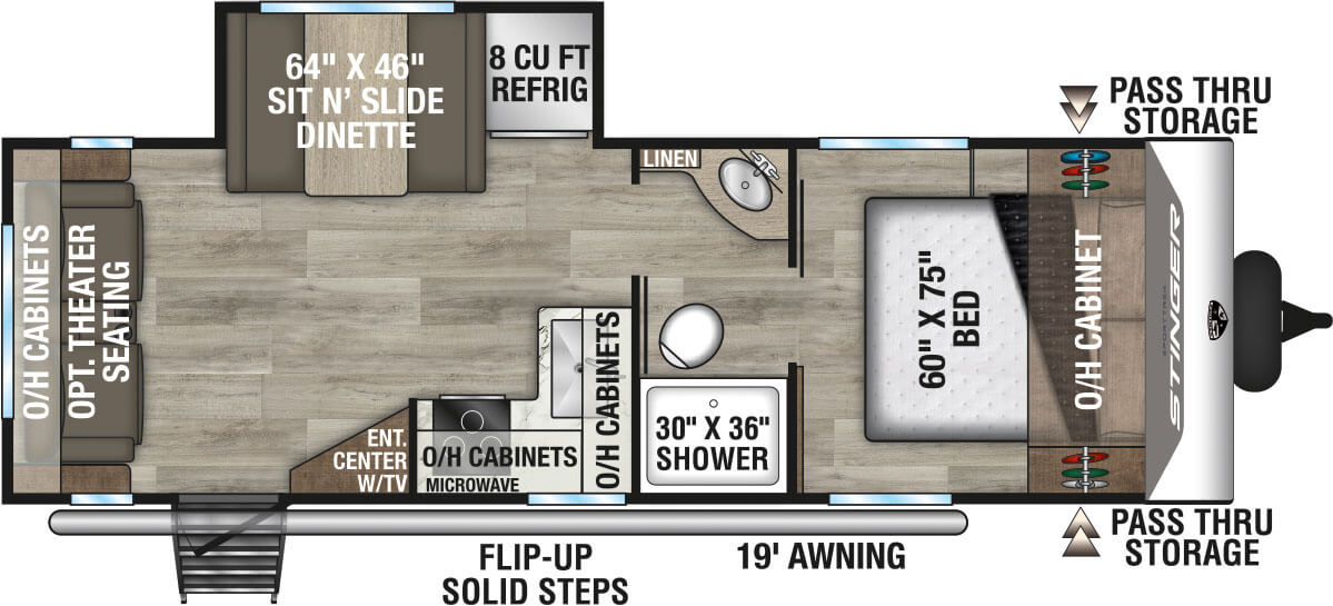 2026 Venture RV SportTrek Stinger STS232VRL Travel Trailer Floorplan