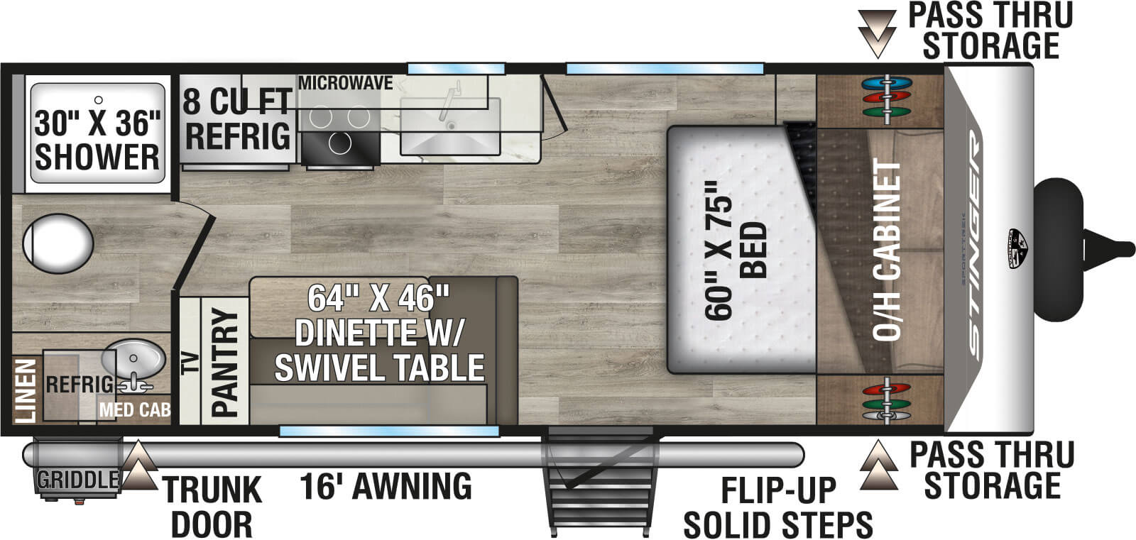 2026 Venture RV SportTrek Stinger STS192VRB Travel Trailer Floorplan