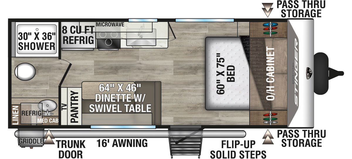 2026 Venture RV SportTrek Stinger STS192VRB Travel Trailer Floorplan