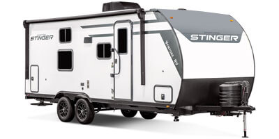 2026 Venture RV SportTrek Stinger STS222VUD Travel Trailer Exterior Front 3-4 Door Side