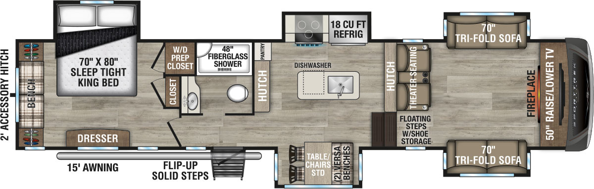 2026 Venture RV SportTrek Touring Edition STTF365VFL Fifth Wheel Floorplan