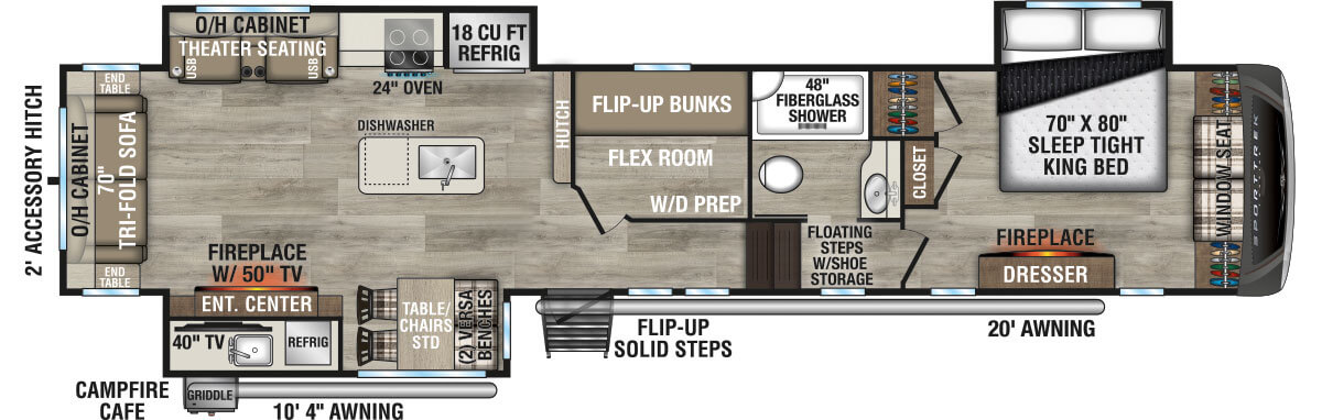 2026 Venture RV SportTrek Touring Edition STTF363VFR Fifth Wheel Floorplan