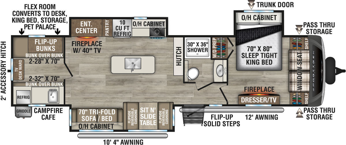 2026 Venture RV SportTrek Touring Edition STT343VIB Travel Trailer Floorplan