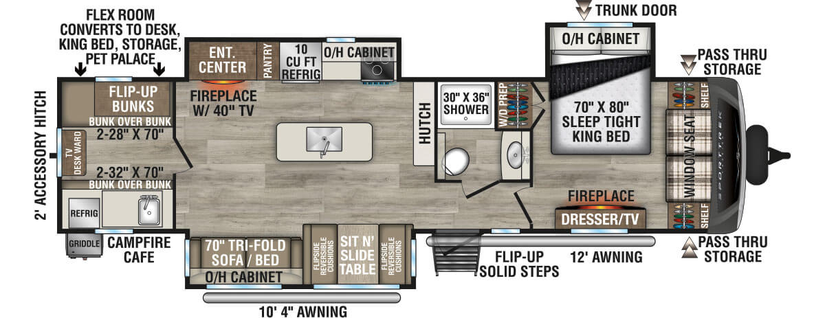 2026 Venture RV SportTrek Touring Edition STT343VIB Travel Trailer Floorplan