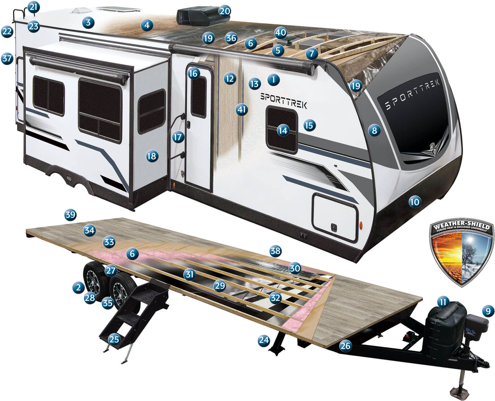 2026 Venture RV SportTrek Lightweight Travel Trailer Cutaway