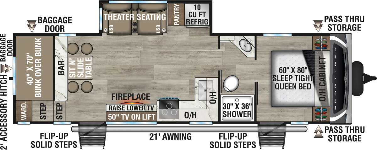 2026 Venture RV SportTrek ST271VBH Travel Trailer Floorplan
