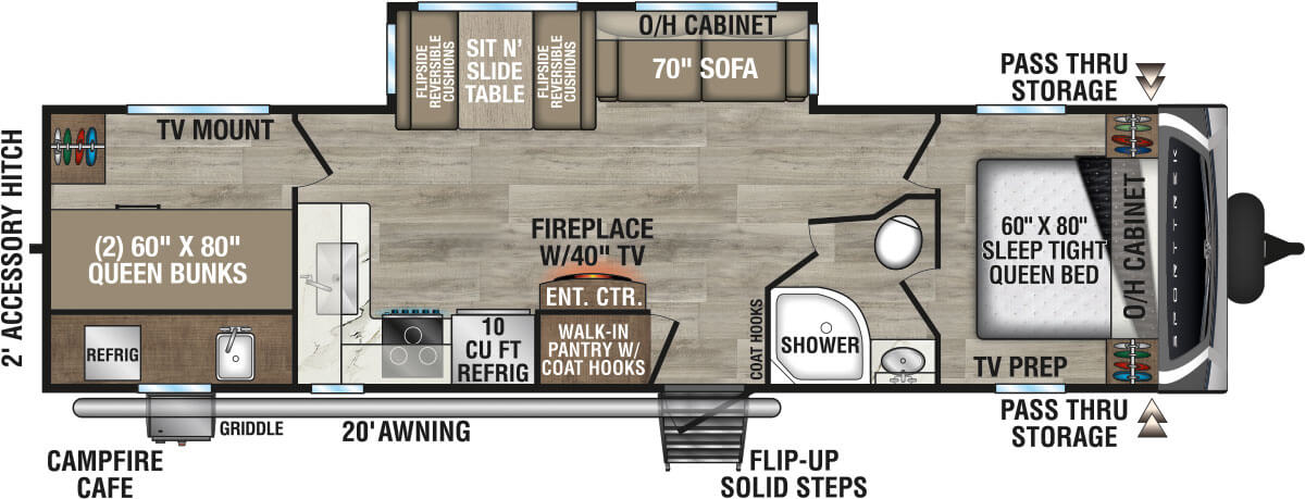 2026 Venture RV SportTrek ST301VTQ Travel Trailer Floorplan