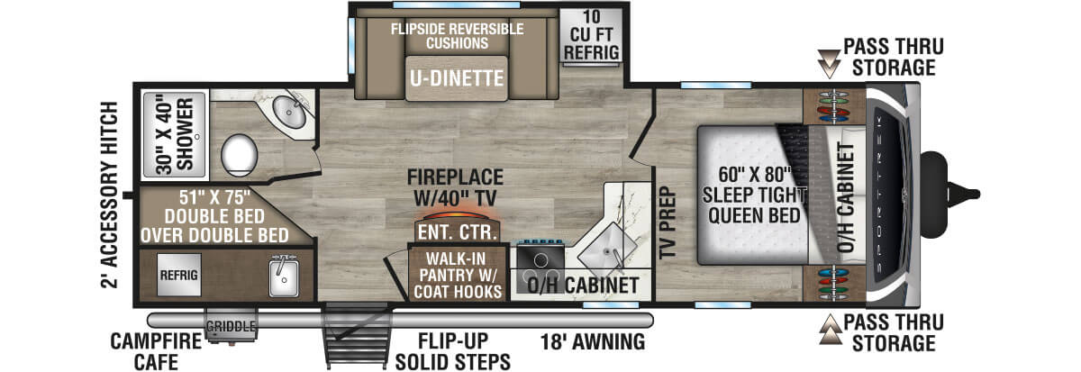 2026 Venture RV SportTrek ST261VBH Travel Trailer Floorplan
