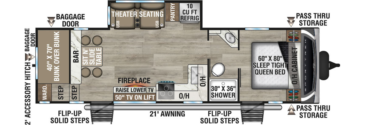 2026 Venture RV SportTrek ST271VBH Travel Trailer Floorplan
