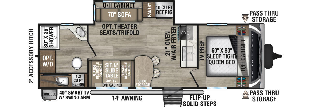 2026 Venture RV SportTrek ST271VRB Travel Trailer Floorplan