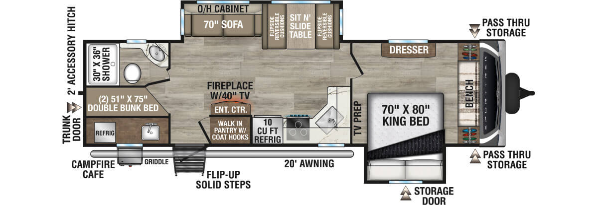 2026 Venture RV SportTrek ST292VBH Travel Trailer Floorplan
