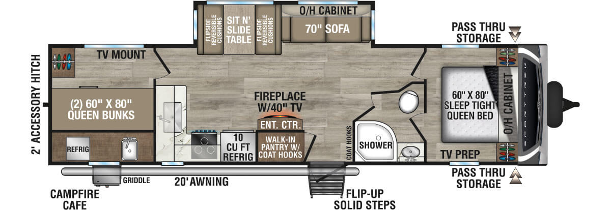 2026 Venture RV SportTrek ST301VTQ Travel Trailer Floorplan