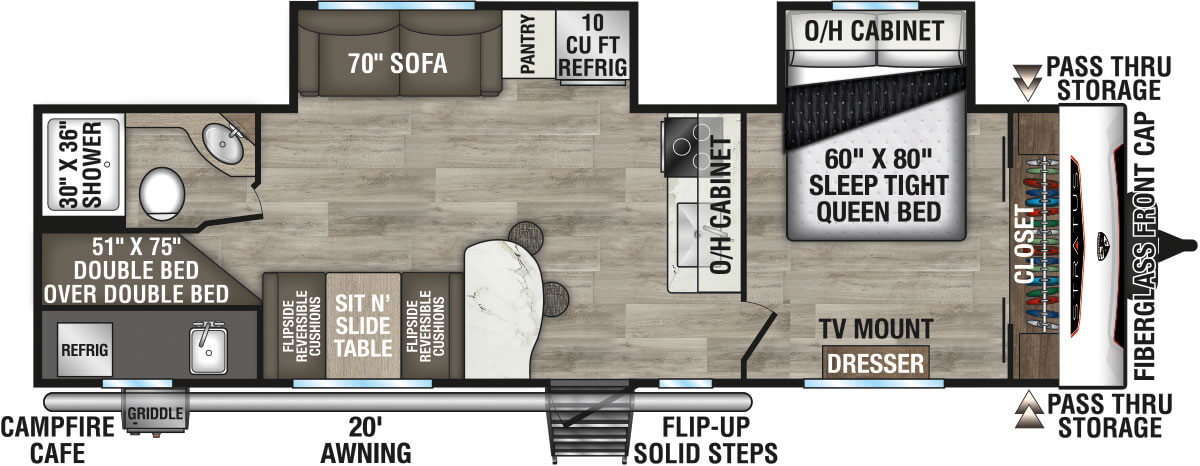 2026 Venture RV Stratus SR302VBH Travel Trailer Floorplan