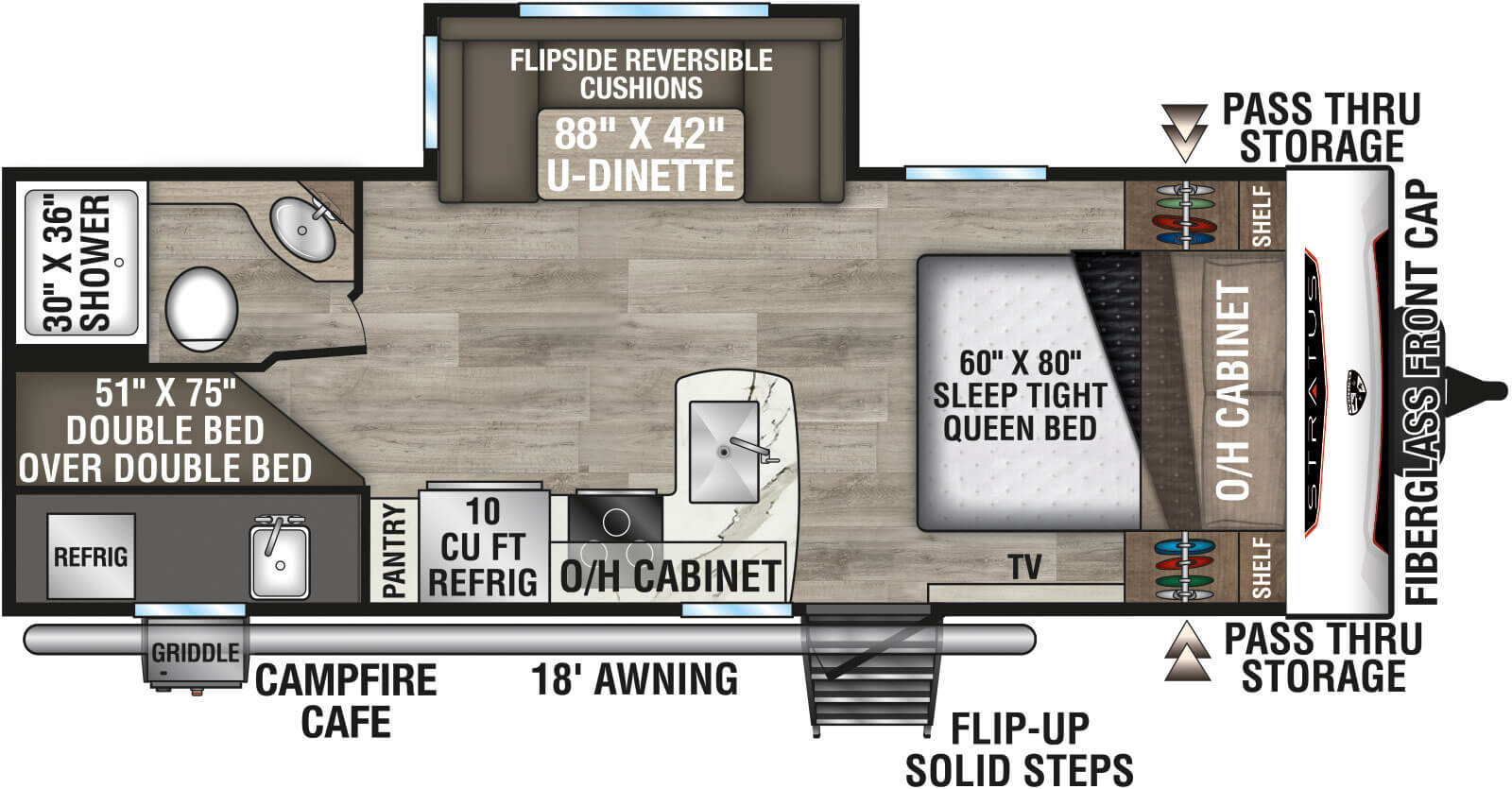 2026 Venture RV Stratus SR211VBH Travel Trailer Floorplan