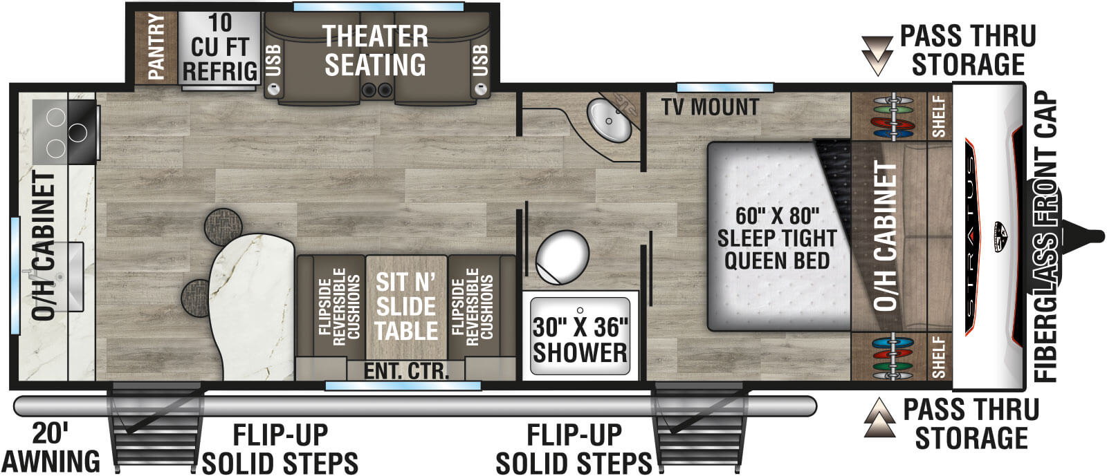 2026 Venture RV Stratus SR241VRK Travel Trailer Floorplan