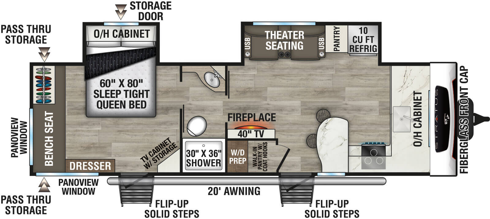 2026 Venture RV Stratus SR262VFK Travel Trailer Floorplan