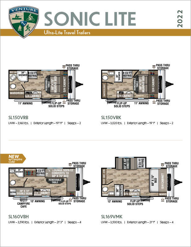 2022 Venture RV Sonic Lite Ultra Lite Travel Trailers Flyer