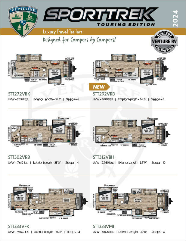 2024 Venture RV SportTrek Touring Edition Luxury Travel Trailers Floorplan Flyer